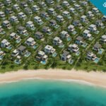 Marina Bay City Beachfront Villas Lombok – CGI render of the beachfront villa precinct