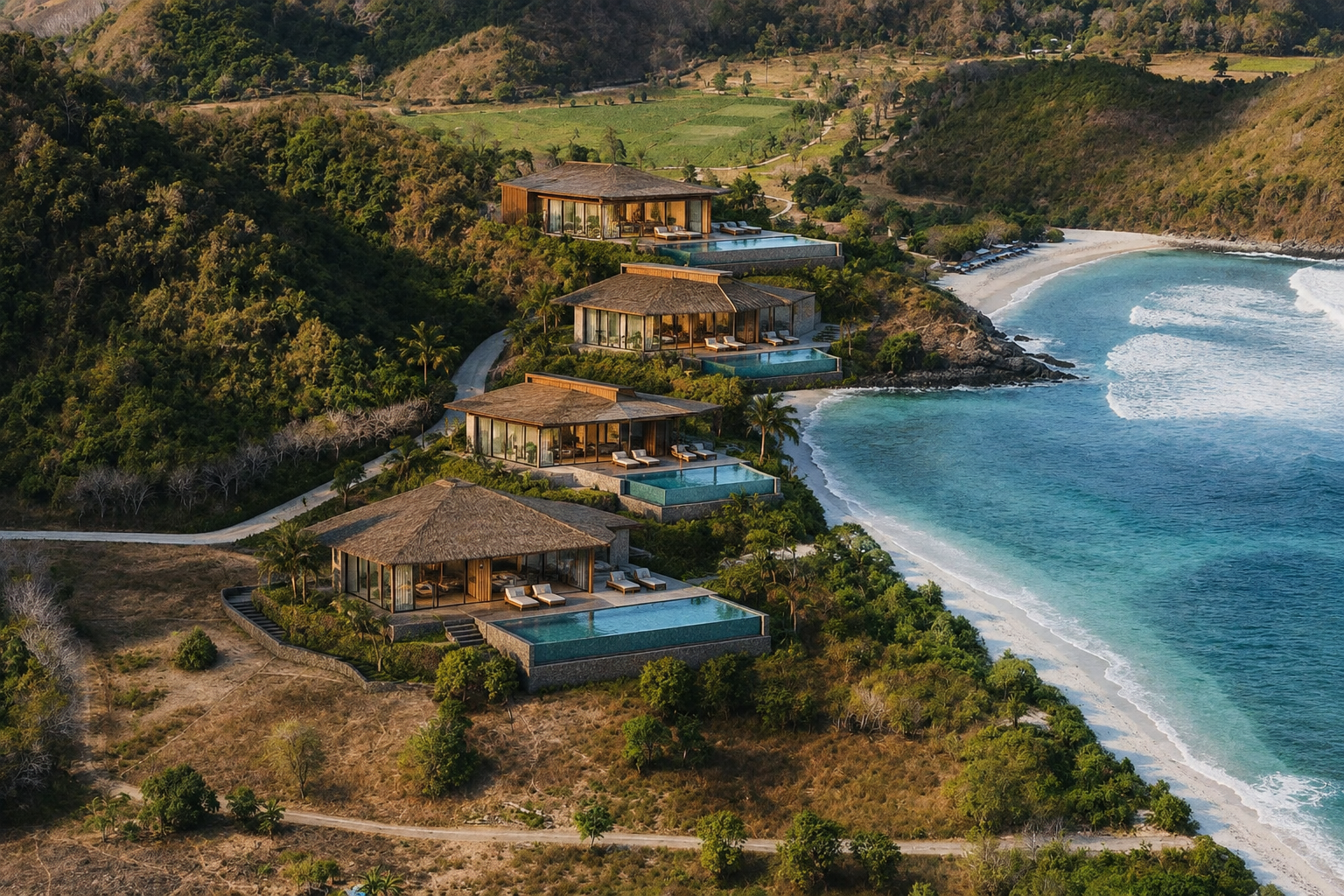 Concept rendering: luxury beachfront villas at Mawi Beach