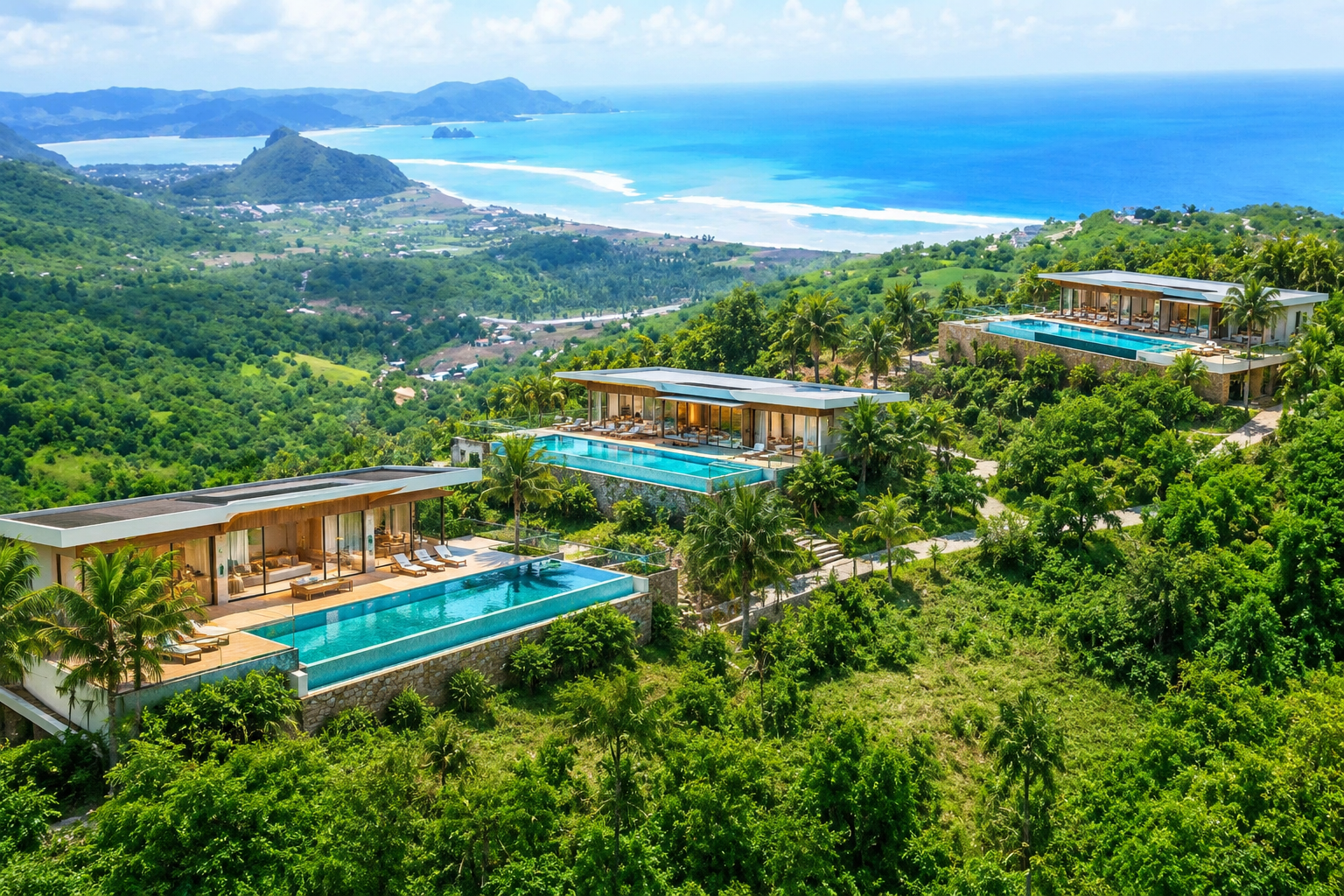 Concept rendering: hillside villas overlooking Torok Bay